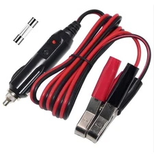 Alligator Clamp to Male Cigarette Lighter Extension Cable - 12V-24V Jumper Ba...