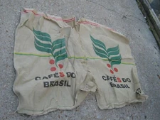 2 pc CAFE'S DO BRASIL Burlap Sack Volcafe Cooxune Arabica Coffee Empty Sack