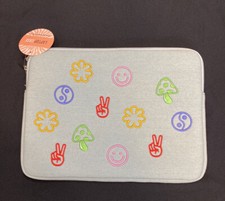 Urban Outfitters -Hippie Embroidered Light Blue Laptop Notebook Sleeve 14  X 10  