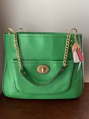 Kelly Green Green Coach Tote Bag Kelly Green Coach Satchel, Medium