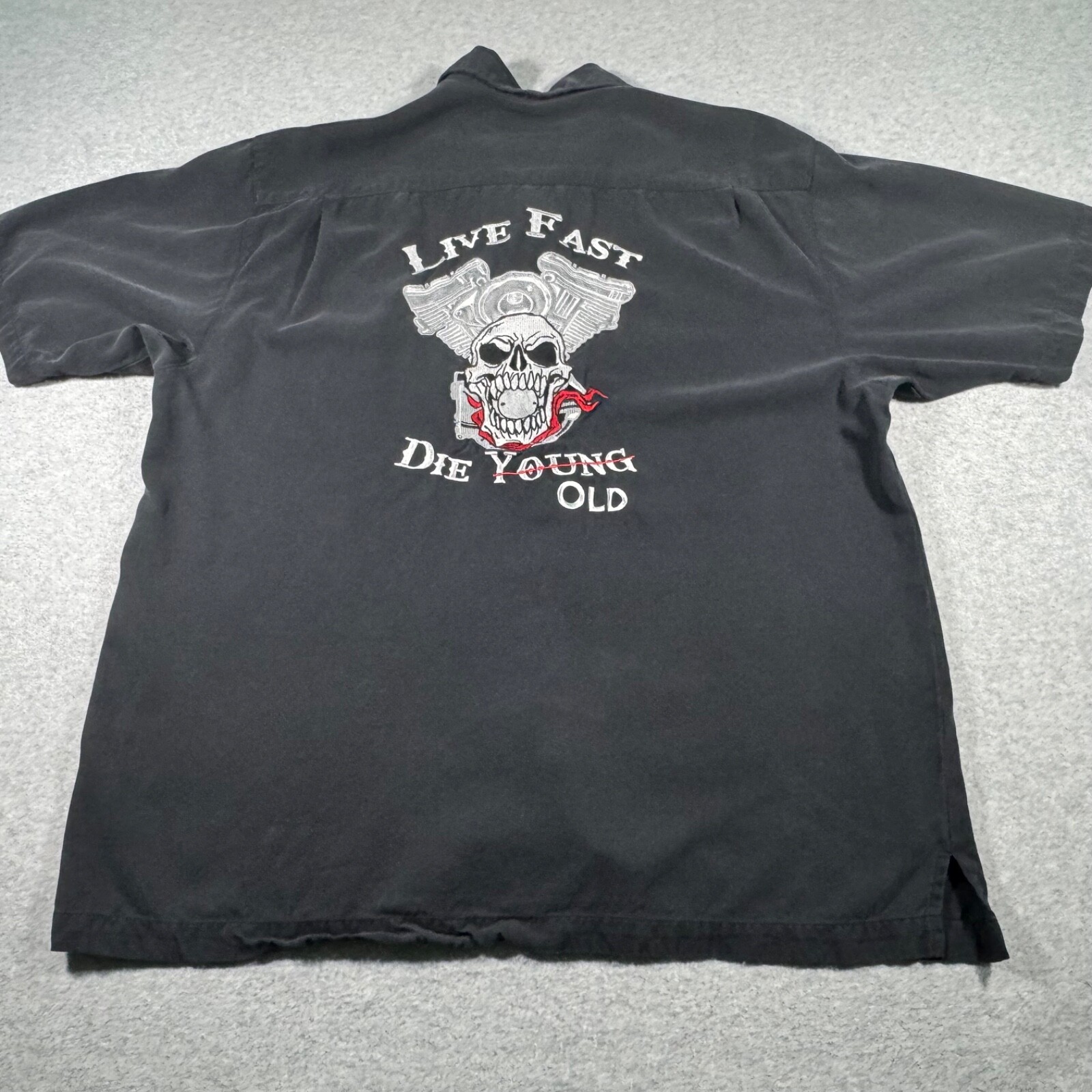 FILA Maglietta J Rowe Adulto Nera Grande Abbottonata Moto Live Free Die Oldk Sil