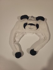 Child  s One Size Panda Bear Winter Hat White Black