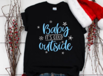 Baby It's Cold Outside, Winter, Black, Unisex Short Sleeve T-shirt