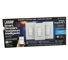 Feit Electric Wi-Fi Smart Dimmer Light Switch, 3-Pack, White