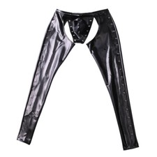 Uomo Simil Lattice Aderenti Pelle Pantalone Sexy Aperto Cavallo Palco Discoteca