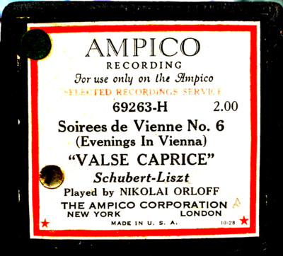 AMPICO Schubert-Liszt VALSE CAPRICE Orloff 69263-H Reproducing Player ...