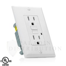 15A GFCI Receptacle Outlet w/ LED  Wallplate UL Listed - White 15 Amp 1 pc 