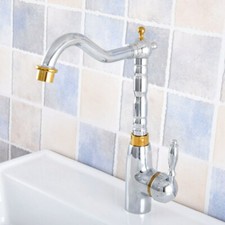 Polished Gold  Silver Single Handle Bathroom Sink Vessel Faucet Basin Mixer Tap