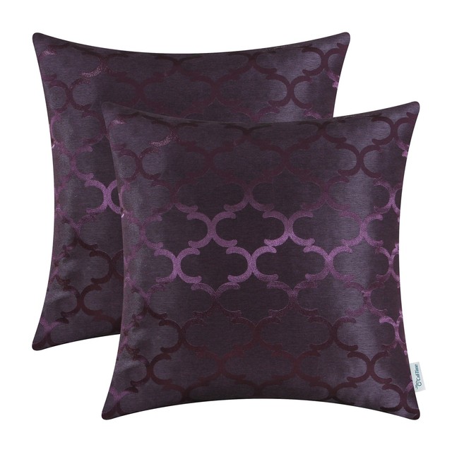 2Pcs Deep Purple Cushion Covers Pillows Cases Accent Geometric Home