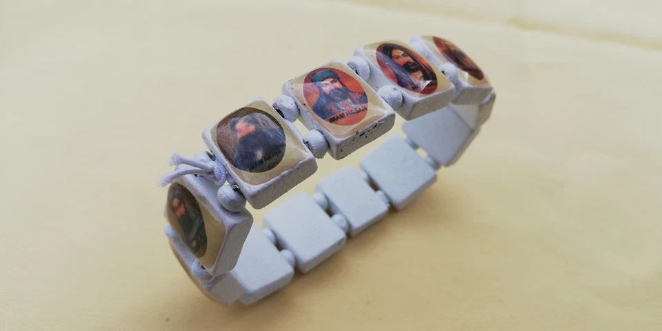 Armband 12 IMAM Hz.Ali Zülfikar Alevitische Symbole Holz Weiss Allah Islam - Bild 2 von 4