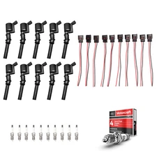 10pcs Ignition Coil & Spark Plug &Connector for 2004 Ford F-150 Heritage