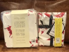 West Elm Pottery Barn Kids Cotton Smiley Santa Crib Sheet, 6-9 Pajama Christmas