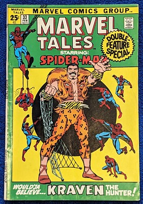 MARVEL TALES STARRING SPIDE-MAN #33. 1971 MARVEL. EARLY KRAVEN! 25c COVER PRICE!