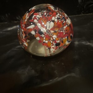 Red And White Flowered Paper Weight 