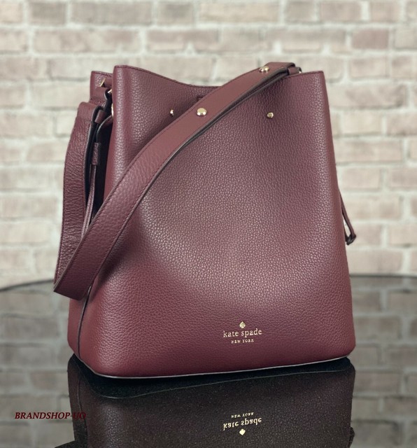 Kate Spade Marti Large Leather Bucket Crossbody Shoulder Bag Satchel