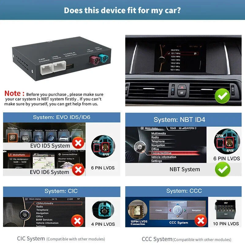 Wireless CarPlay Android Auto Module Adapter For 2014-2016 BMW X5 X6 F15/F16 NBT - Image 3 of 4