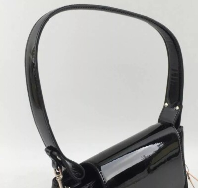 Vivienne Westwood Hazel Patent Medium Handbag Black Silver Orb New
