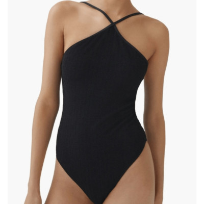 MNG Mango black halter Style 1 piece swimsuit size XL NWT