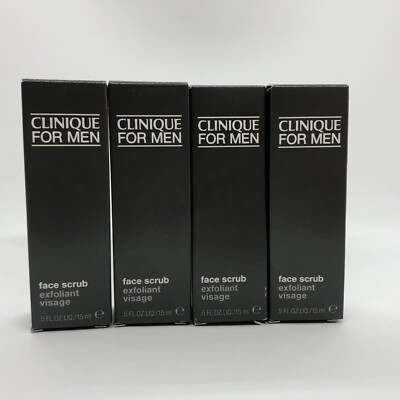 NEW 4x CLINIQUE FOR MEN FACE SCRUB FOR MEN 0.5 Oz / 15 ml TRAVEL SIZE
