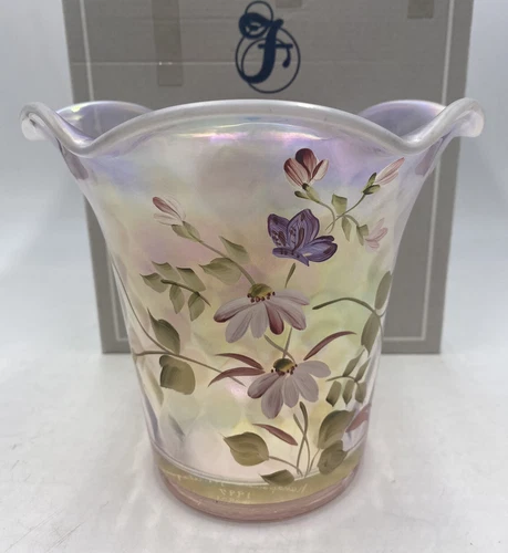 Fenton Hand Painted Champagne Vase 4751 PI Family Signature LTD Edition