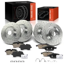 12x Front&Rear Drilled Rotors & Ceramic Brake Pad for Audi A6 Quattro A7 Quattro