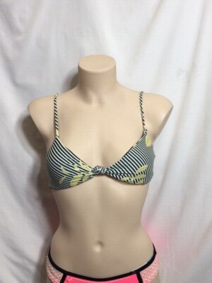Women's NWT O'neill Yellow Floral Ren Knot Bikini Top Swimwear