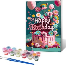 BUTMUOE Paint by Numbers Kit for Adults with Frame, DIY Happy Multiple colors