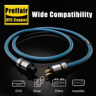 High-End OFC Copper Power Cord Hi-Fi CD Amplifier Amp EU US AU Plug Power Cable