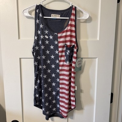 Magellan Outdoors Fish Gear Relaxed Fit Red White Blue Racer Back Tank Top  M