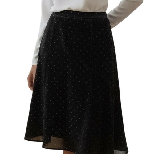 Marc Jacobs, MARC JACOBS Vintage Black Velvet W/Silver Polka Dot Midi Skirt Silk Blend Y2K 10