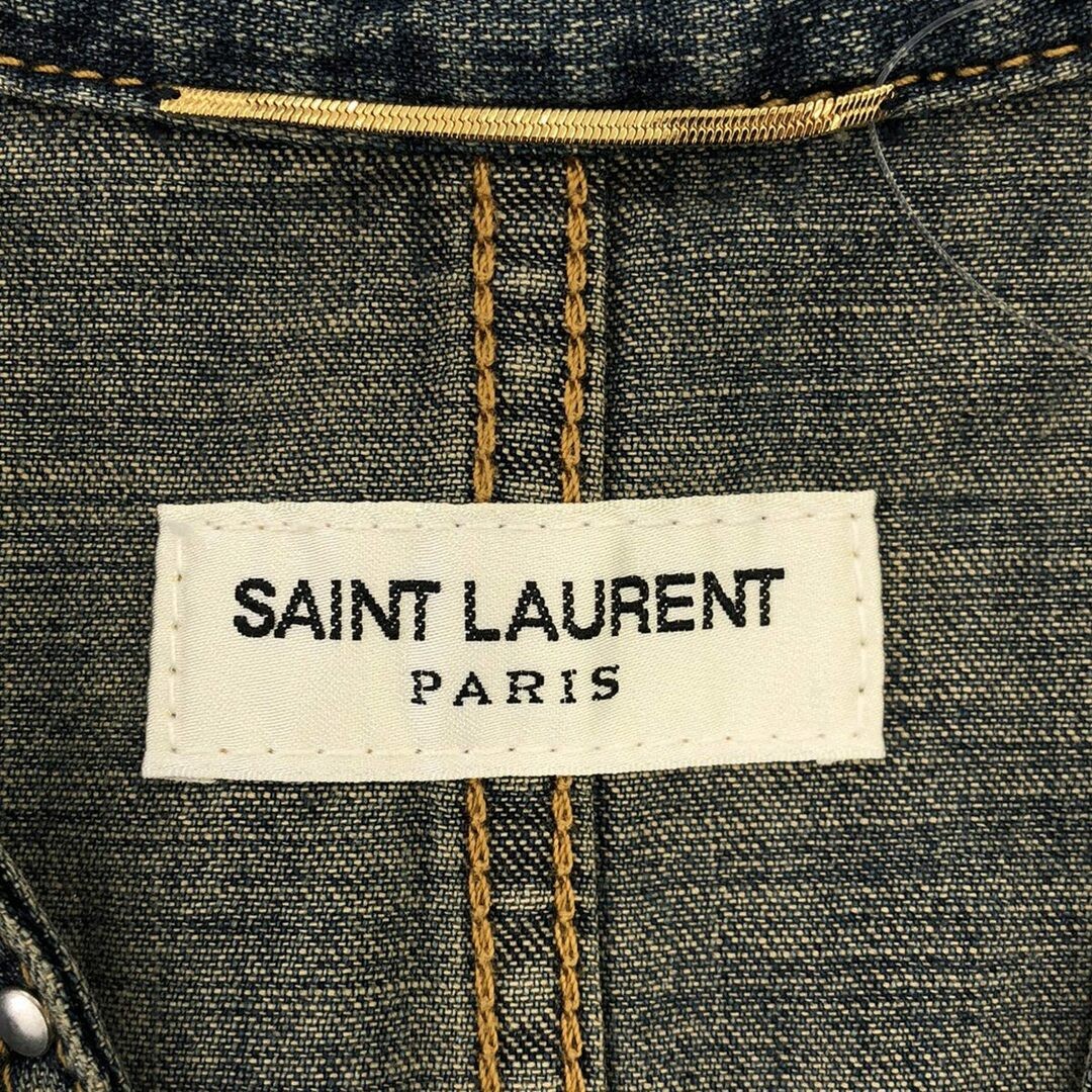 SAINT LAURENT PARIS 14AW BORCHIE DENIM CAMICIA ABITO 374840 Y474G INDACO Usato0