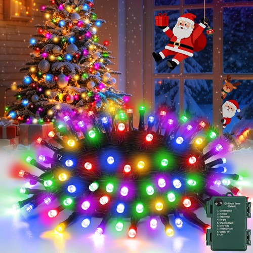 Milty Color Multi Color Christmas Battery String Lights for Fairy Garland ...