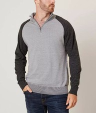 Express Men Black Gray 1/4 Zip Mock-Neck Pullover Sweater Long Sleeve Academia