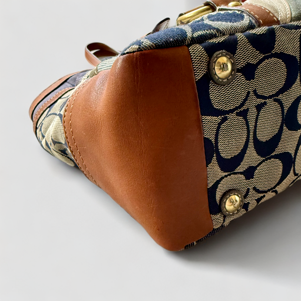 Coach Blue Denim Patchwork Large Tote Shoulder Bag 12217 | eBay