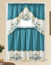 GOHD Arch Floral Kitchen Curtain Set/Swag Valance  Tier Set. Nice Matching C...