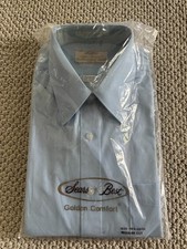 NOS NEW Vtg 70s Sears Best Long Sleeve Golden Comfort Blue Dress Shirt 16.5 33