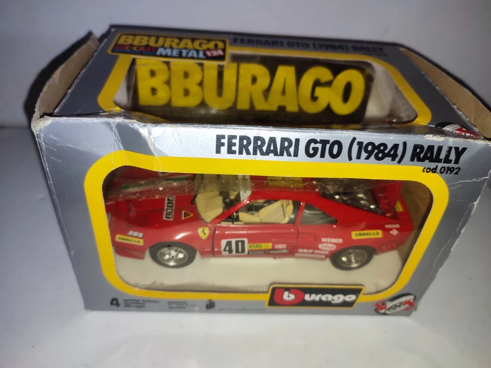 VOITURE BURAGO FERRARI GTO 1984 RALLY BOITE 1/24 VINTAGE BEL ETAT - Photo 2/4