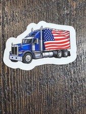 Patriotic sticker - Semi Truck - USA Flag - Decal 2”