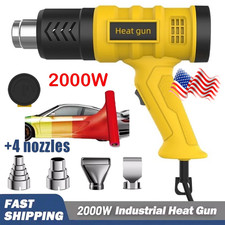2000W Electric Heat Gun Hot Air Gun Stepless Temperature Heater 4 Nozzles Tool