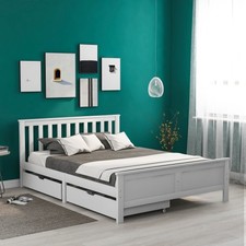 Wooden Solid White Pine Storage Bed With Drawers Bed Furniture Frame 4ft6 Double
