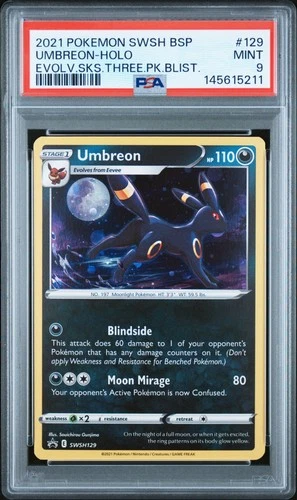 2021 POKEMON SWSH BLACK STAR PROMO #129 UMBREON-HOLO PSA 9