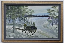 No.: 1337 oil painting artwork painting oil painting forest snow man horse