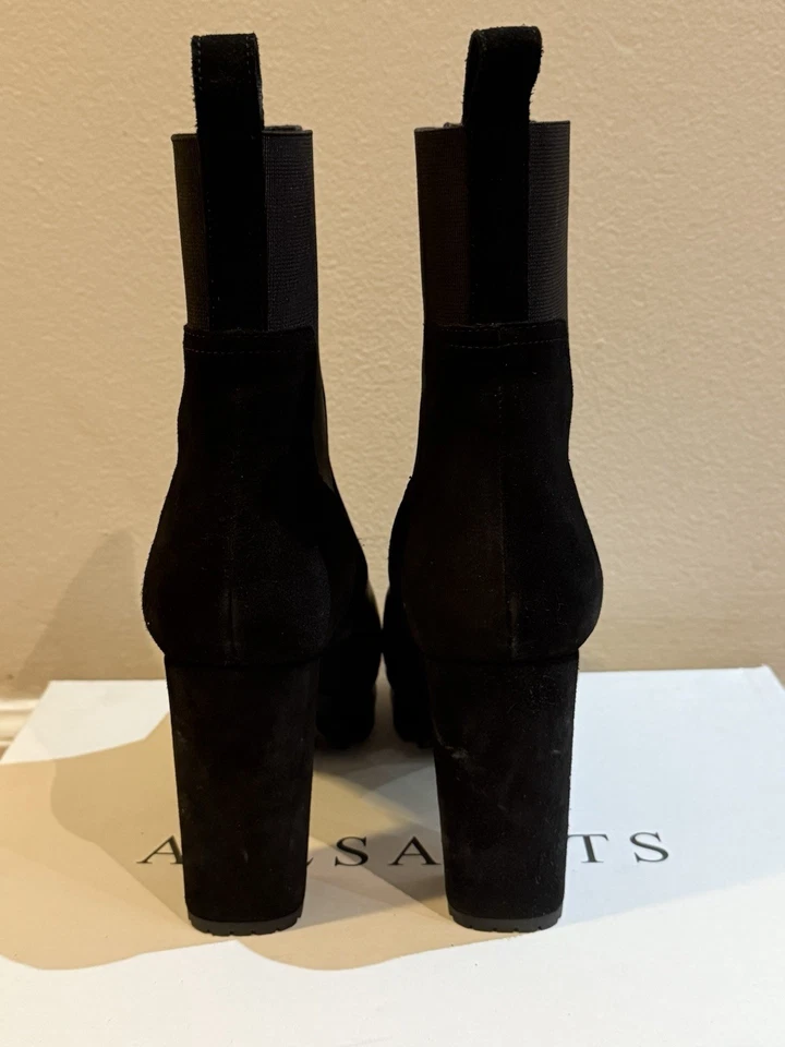 Botín AllSaints Sahara Chelsea Tacón Plataforma Puntiagudo Negro Talla 8 Foto 2 de 4