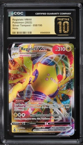 CGC 10 Pristine ENGLISH Regieleki Vmax Holo 058/195 Silver Tempest Pokemon Card