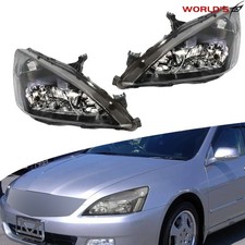 Black Clear Side Headlights For Honda Accord Sedancoupe 2003-2007 Headlamp Pair