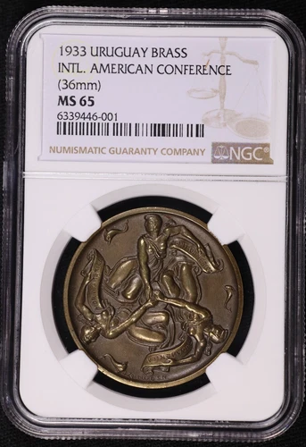 1933 Uruguay Medal Conference International Americana Montevideo NGC MS 65