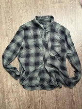 Rails Hunter Plaid Button Front Shirt Womens Medium Green Black Soft Lightweight