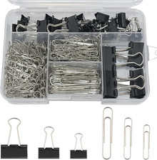 360PCS Black Assorted Size Paper Clips and Binder Clips, Paperclips Large Medium