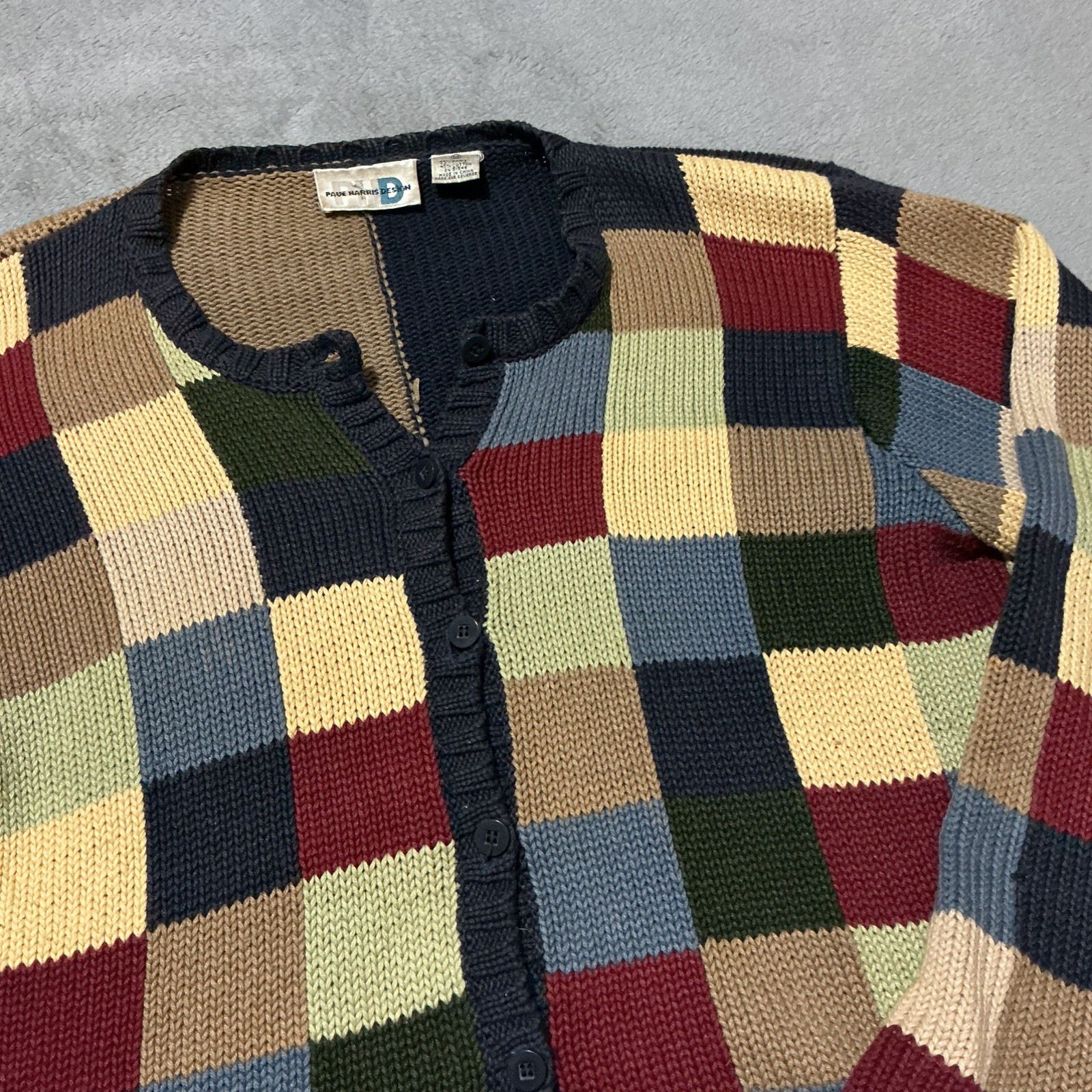 Paul Harris Design Patchwork Colorblock Button Up… - image 3