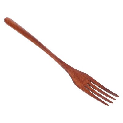 Cabilock Wooden Fork Long Handle Salad Mixing Serving Kitchen Utensil